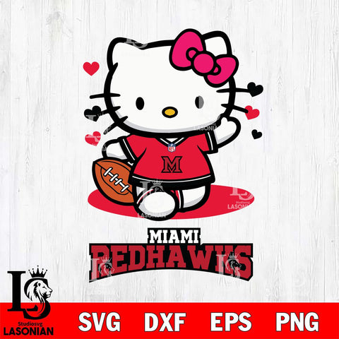 Miami RedHawks Hello Kitty NCAA 3 Svg Eps Dxf Png File, Digital Download, Instant Download