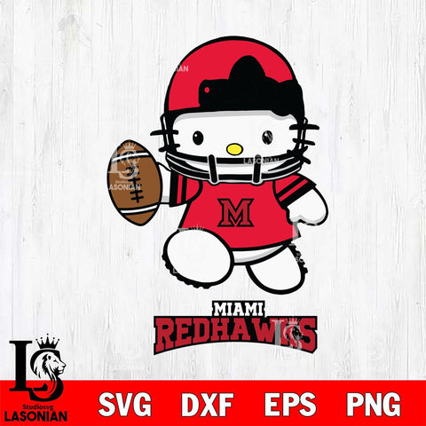 Miami RedHawks Hello Kitty NCAA 4 Svg Eps Dxf Png File, Digital Download, Instant Download