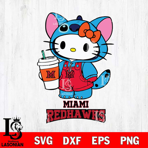 Miami RedHawks Hello Kitty Stitch Svg Eps Dxf Png File, NCAA svg, Digital Download, Instant Download