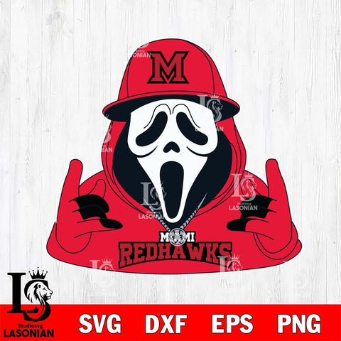 Miami RedHawks Horror Character Ghostface Sport Svg Eps Dxf Png File, NCAA svg, Digital Download, Instant Download