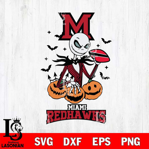 Miami RedHawks Jack Skellington 2 halloween Svg Eps Dxf Png File, NCAA svg, Digital Download, Instant Download