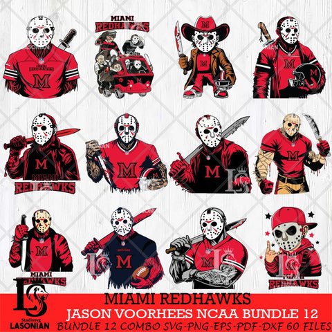 Miami RedHawks Jason Voorhees Horror Bundle 12 SVG Eps Dxf Png File, bundle NCAA svg, Digital Download, Instant Download