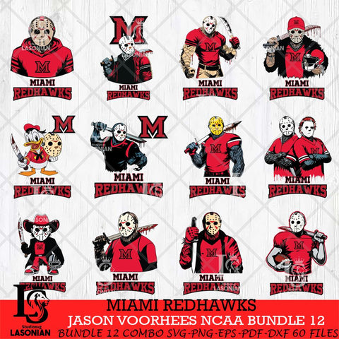 Miami RedHawks Jason Voorhees NCAA Bundle 12 SVG Svg Eps Dxf Png File, Digital Download