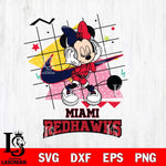 Miami RedHawks Minnie Mouse Dancing SVG DXF EPS PNG FILE, NCAA File Cut,Digital Download,Instant Download