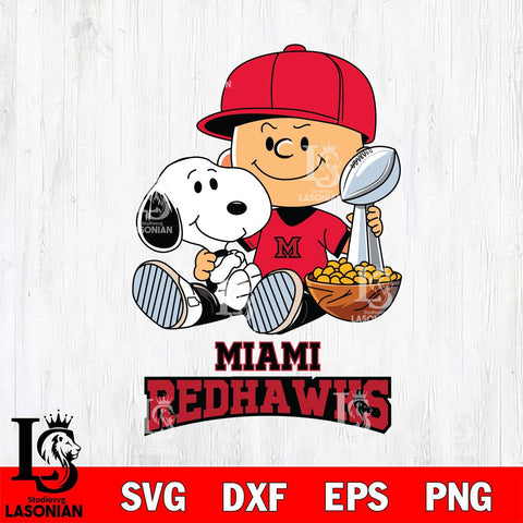 Miami RedHawks Peanuts Snoopy Champion football SVG DXF EPS PNG FILE,Snoopy File Cut, NCAA Digital Download,Instant Download,Christmas Silhouette