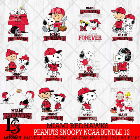 Miami RedHawks Peanuts Snoopy Player NCAA Bundle 12 SVG DXF EPS PNG FILE,Snoopy File Cut, bundle NCAA Digital Download,Instant Download, Silhouette