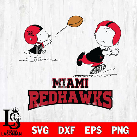 Miami RedHawks Peanuts play football SVG DXF EPS PNG FILE,Snoopy File Cut, NCAA Digital Download,Instant Download,Christmas Silhouette
