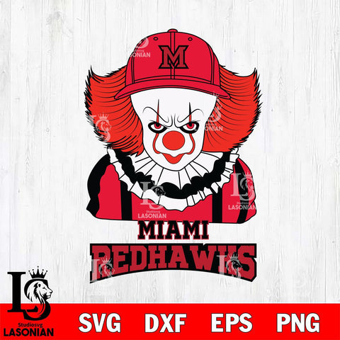 Miami RedHawks Pennywise Horror Sport 10 Svg Eps Dxf Png File, Digital Download