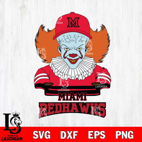 Miami RedHawks Pennywise Horror Sport 2 Svg Eps Dxf Png File, Digital Download