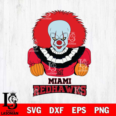Miami RedHawks Pennywise Horror Sport 3 Svg Eps Dxf Png File, Digital Download
