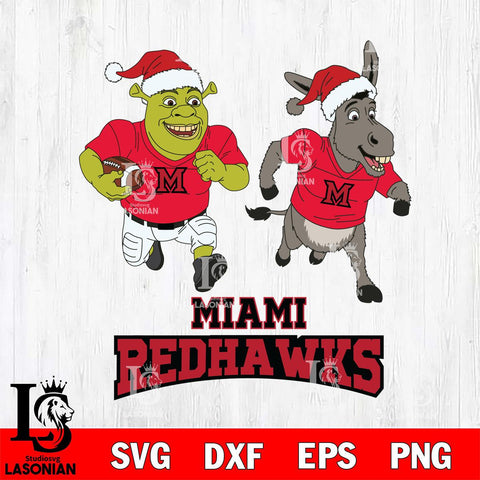 Miami RedHawks Shrek and Donkey Football Cricut,Christmas SVG DXF EPS PNG FILE, NCAA Digital Download,Instant Download, Silhouette