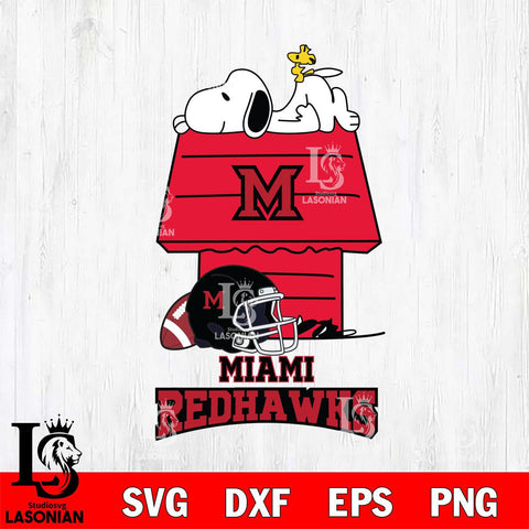 Miami RedHawks Snoopy Chill Football SVG DXF EPS PNG FILE,Snoopy File Cut, NCAA Digital Download,Instant Download,Christmas Silhouette