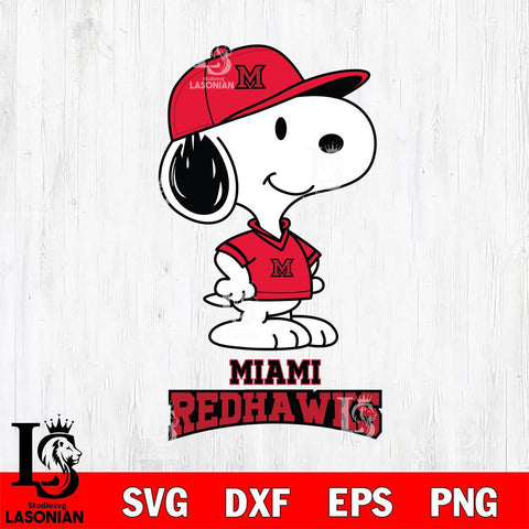 Miami RedHawks Snoopy Football sport SVG DXF EPS PNG FILE,Snoopy File Cut, NCAA Digital Download,Instant Download,Christmas Silhouette