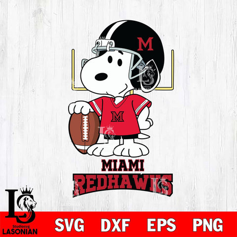 Miami RedHawks Snoopy Player Football SVG DXF EPS PNG FILE,Snoopy File Cut, NCAA Digital Download,Instant Download,Christmas Silhouette