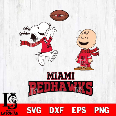 Miami RedHawks Snoopy & Charlie Brown Football Cricut,Christmas SVG DXF EPS PNG FILE, NCAA Digital Download,Instant Download, Silhouette