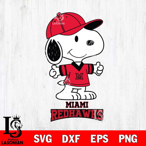 Miami RedHawks Snoopy football SVG DXF EPS PNG FILE,Snoopy File Cut, NCAA Digital Download,Instant Download,Christmas Silhouette