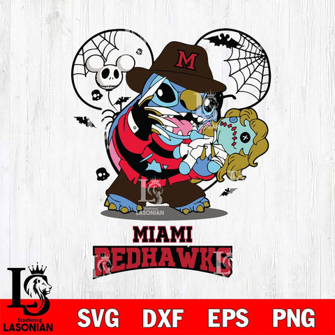 Miami RedHawks Stitch Freddy Krueger Halloween Svg Eps Dxf Png File, Digital Download, Instant Download