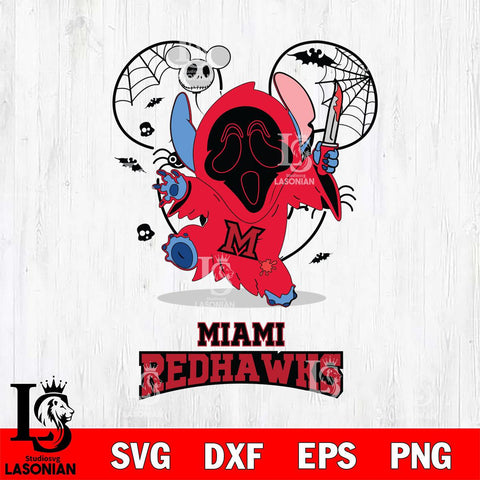 Miami RedHawks Stitch Ghost Face Halloween 2 Svg Eps Dxf Png File, Digital Download, Instant Download