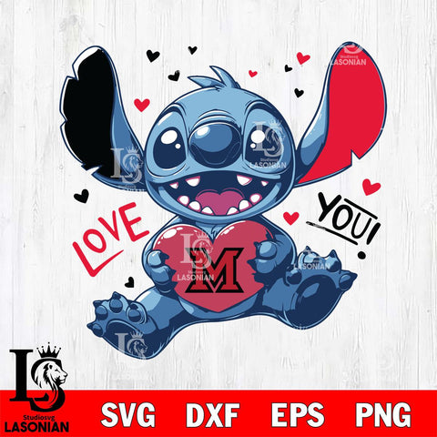 Miami RedHawks Stitch Love Svg Eps Dxf Png File, NCAA svg, Digital Download, Instant Download
