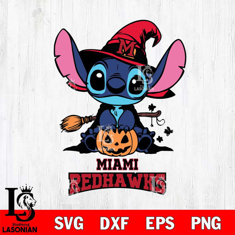 Miami RedHawks Stitch witch Svg Eps Dxf Png File, NCAA svg, Digital Download, Instant Download