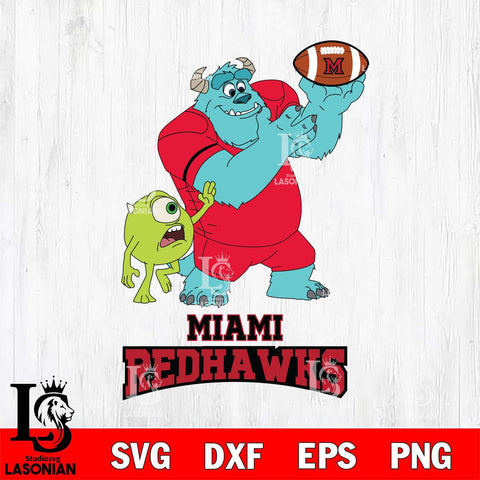 Miami RedHawks Sully & Mike Football Cricut,Christmas SVG DXF EPS PNG FILE, NCAA Digital Download,Instant Download, Silhouette