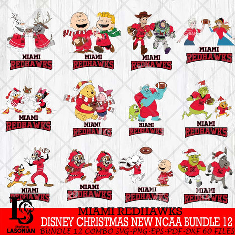 Miami RedHawks  Disney Christmas New NCAA Bundle 12 Cricut,Christmas SVG DXF EPS PNG FILE, BUNDLE NCAA Digital Download,Instant Download, Silhouette