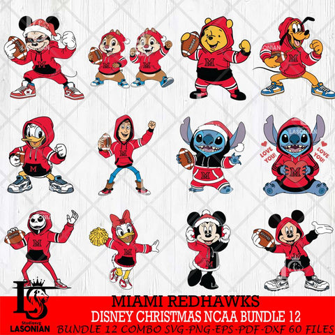 Miami RedHawks  Disney christmas NCAA Bundle File Cut, Bundle NCAA SVG DXF EPS PNG FILE, Digital Download , Criucut , Silhouette