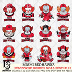 Miami RedHawks  Pennywise Horror NCAA Bundle 12 SVG Svg Eps Dxf Png File, Digital Download