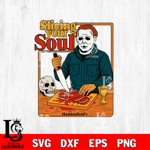 Michael Myers Slicing Your Soul Cook Book SVG DXF EPS PNG FILE, Halloween File Cut, Digital Download,Instant Download, Silhouette, Cricut