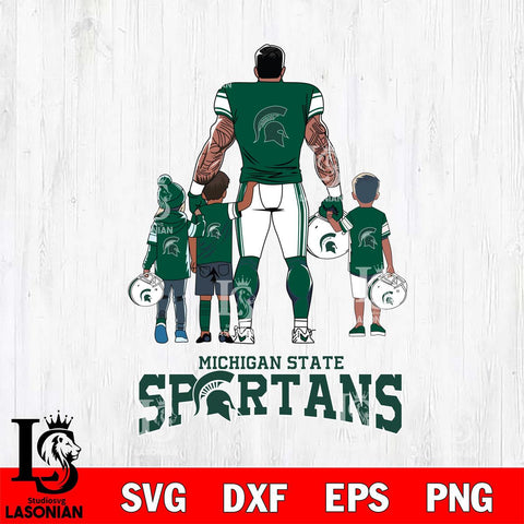 Michigan State Spartans 4 Father and son Rugby SVG DXF EPS PNG FILE,NCAA SVG, Father day Digital Download,Instant Download, Silhouette