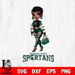 Michigan State Spartans Beautiful Black Fan Girl, Svg Eps Dxf Png File, Digital Download