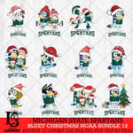 Michigan State Spartans Bluey Christmas NCAA Bundle 12 Cricut File Cut Files , Bluey Cricut , Christmas Svg , Bluey svg , Digital Download, dxf eps png pdf file
