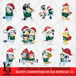 Michigan State Spartans Bluey Christmas NCAA Bundle 12 SVG Eps Dxf Png File, Digital Download, Instant Download