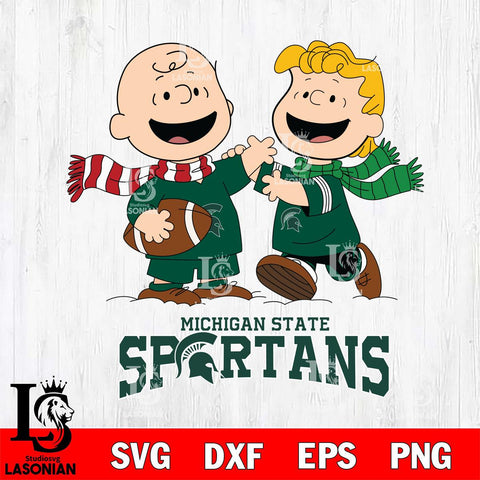 Michigan State Spartans Charlie Brown & Linus Football Cricut,Christmas SVG DXF EPS PNG FILE, NCAA Digital Download,Instant Download, Silhouette