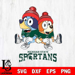 Michigan State Spartans Christmas Bluey & Bingo Sit Cut Files,Bluey Cricut,Christmas Svg , Bluey svg , Digital Download, dxf eps png pdf file
