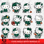 Michigan State Spartans Cute Hello Kitty Bundle 12 SVG Eps Dxf Png File, NCAA Bundle svg, Digital Download, Instant Download