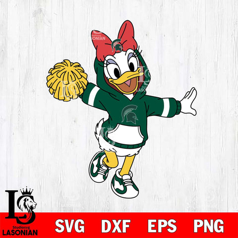 Michigan State Spartans Daisy Duck Cheerleader Christmas File Cut, NCAA SVG DXF EPS PNG FILE, Digital Download , Criucut , Silhouette
