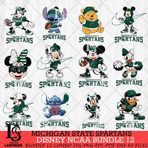 Michigan State Spartans Disney NCAA Bundle Svg PNG 12 Svg Eps Dxf Png File, Digital Download