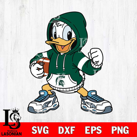 Michigan State Spartans Donald Duck Disney Christmas File Cut, NCAA SVG DXF EPS PNG FILE, Digital Download , Criucut , Silhouette