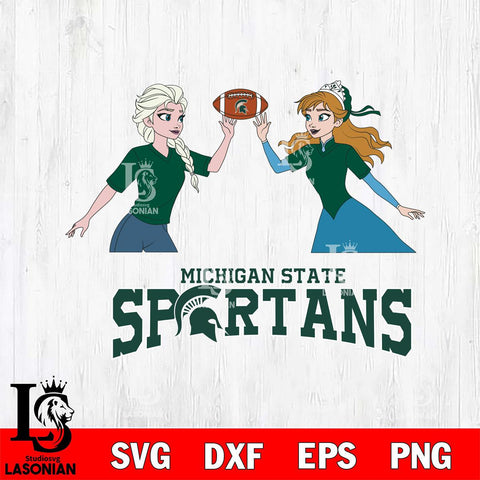 Michigan State Spartans Elsa & Anna Football Cricut,Christmas SVG DXF EPS PNG FILE, NCAA Digital Download,Instant Download, Silhouette