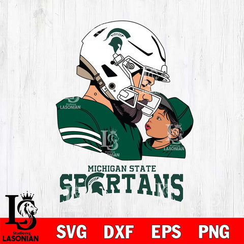 Michigan State Spartans Father And Child Rugby SVG DXF EPS PNG FILE,NCAA SVG, Father day Digital Download,Instant Download, Silhouette