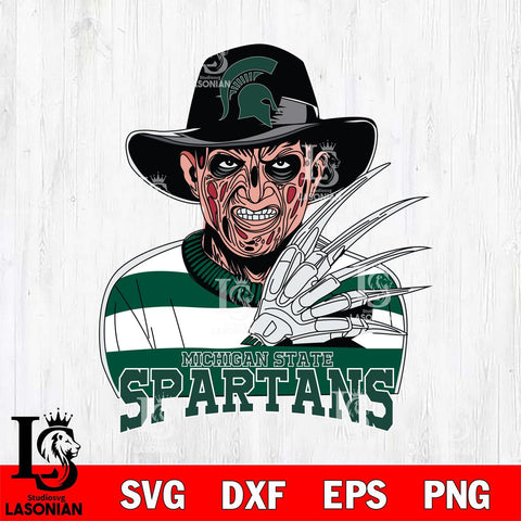 Michigan State Spartans Freddy Krueger Horror Halloween Svg Eps Dxf Png File, NCAA svg, Digital Download, Instant Download