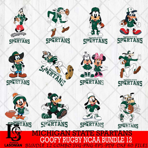 Michigan State Spartans Goofy Rugby Disney NCAA Bundle 12 SVG DXF EPS PNG FILE,NCAA bundle svg ,Football Digital Download,Instant Download, Silhouette