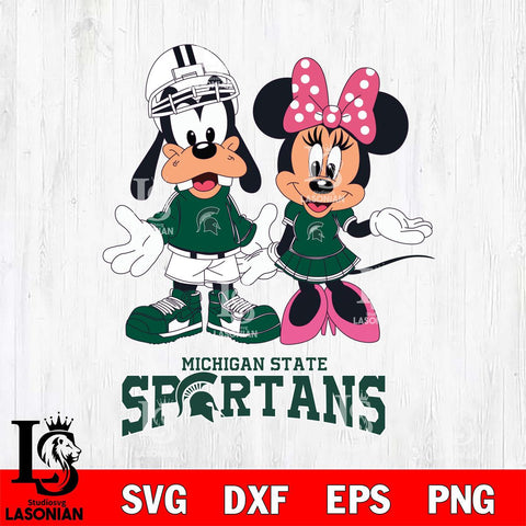 Michigan State Spartans Goofy and Minnie mouse Football SVG DXF EPS PNG FILE,NCAA svg ,Football Digital Download,Instant Download, Silhouette