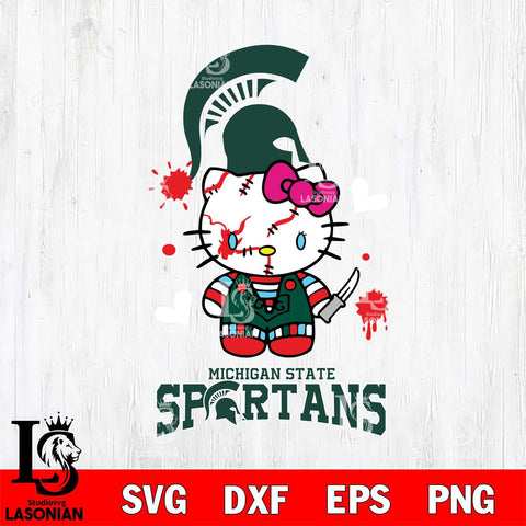 Michigan State Spartans Hello Kitty Horror 2 Svg Eps Dxf Png File, Digital Download