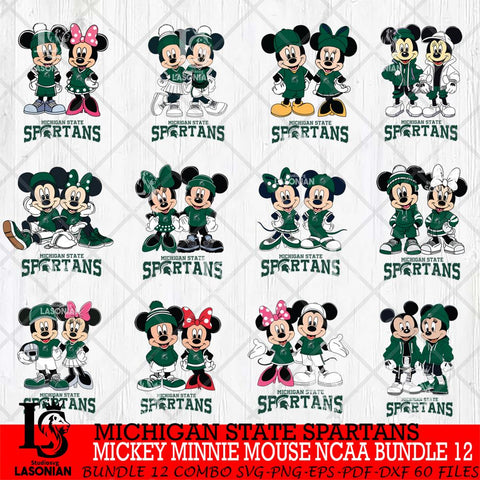 Michigan State Spartans Mickey Minnie Mouse NCAA Bundle 12 Svg Eps Dxf Png File, Bundle NCAA svg , File Cut , Digital Download , Instant Download, Cut Svg Files