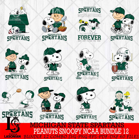 Michigan State Spartans Peanuts Snoopy Player NCAA Bundle 12 SVG DXF EPS PNG FILE,Snoopy File Cut, bundle NCAA Digital Download,Instant Download, Silhouette