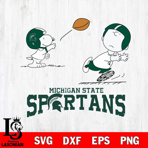 Michigan State Spartans Peanuts play football SVG DXF EPS PNG FILE,Snoopy File Cut, NCAA Digital Download,Instant Download,Christmas Silhouette