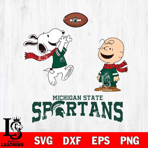 Michigan State Spartans Snoopy & Charlie Brown Football Cricut,Christmas SVG DXF EPS PNG FILE, NCAA Digital Download,Instant Download, Silhouette