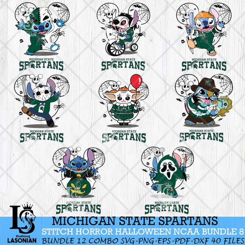 Michigan State Spartans Stitch Horror Halloween Bundle NCAA Svg Eps Dxf Png File, Digital Download, Instant Download